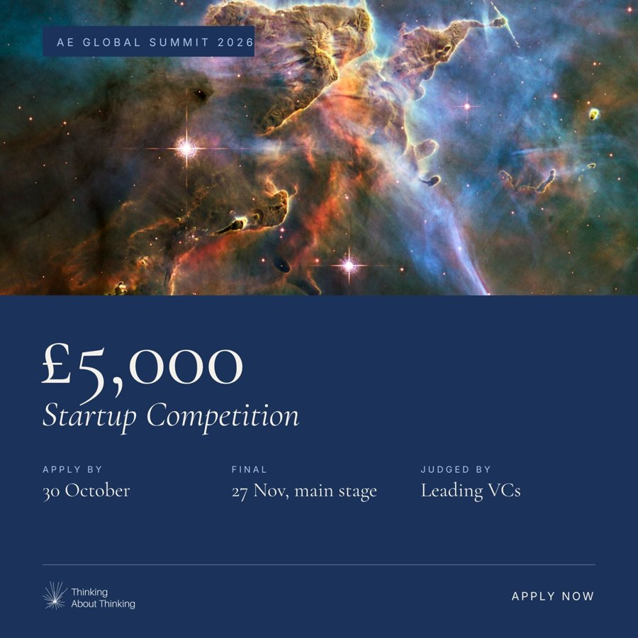£5,000 Startup Competition. Apply by 30 October. Final 27 November, main stage.