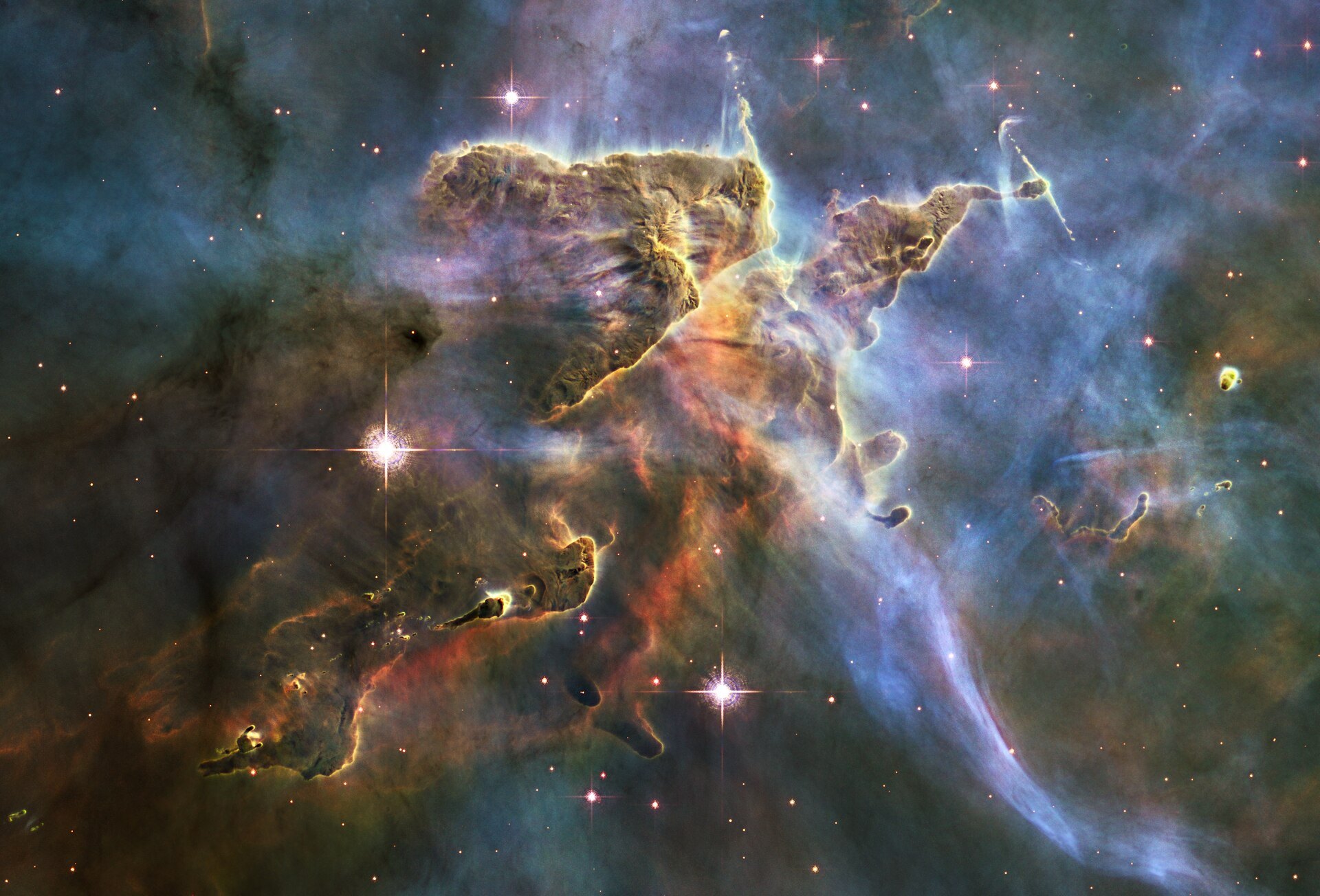 Mystic Mountain, Carina Nebula. Hubble Space Telescope.