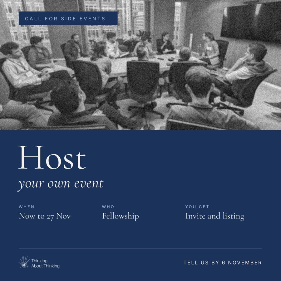 Call for side events. Host your own event, now to 27 November. Tell us by 6 November.